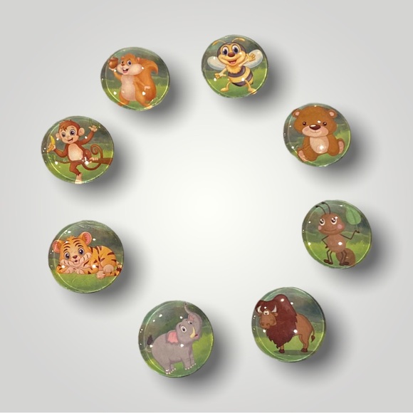 Set of 8 𝑯𝒂𝒏𝒅𝒎𝒂𝒅𝒆 Outdoor Creatures on Cabachon 1” Magnets Gifts 🎁 - Picture 4 of 12